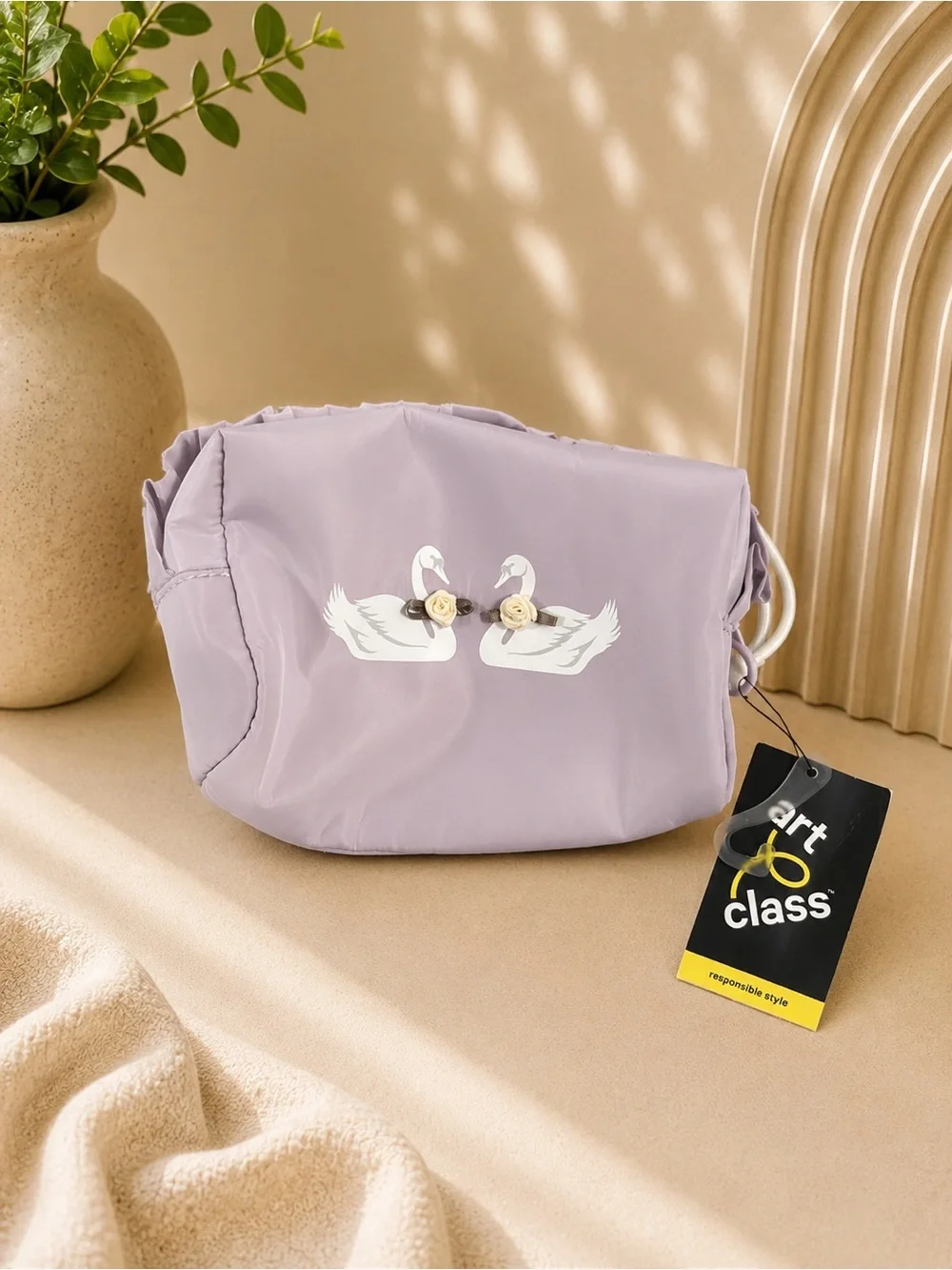 Art Class Lavender Swan Makeup bag